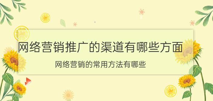 网络营销推广的渠道有哪些方面 网络营销的常用方法有哪些？